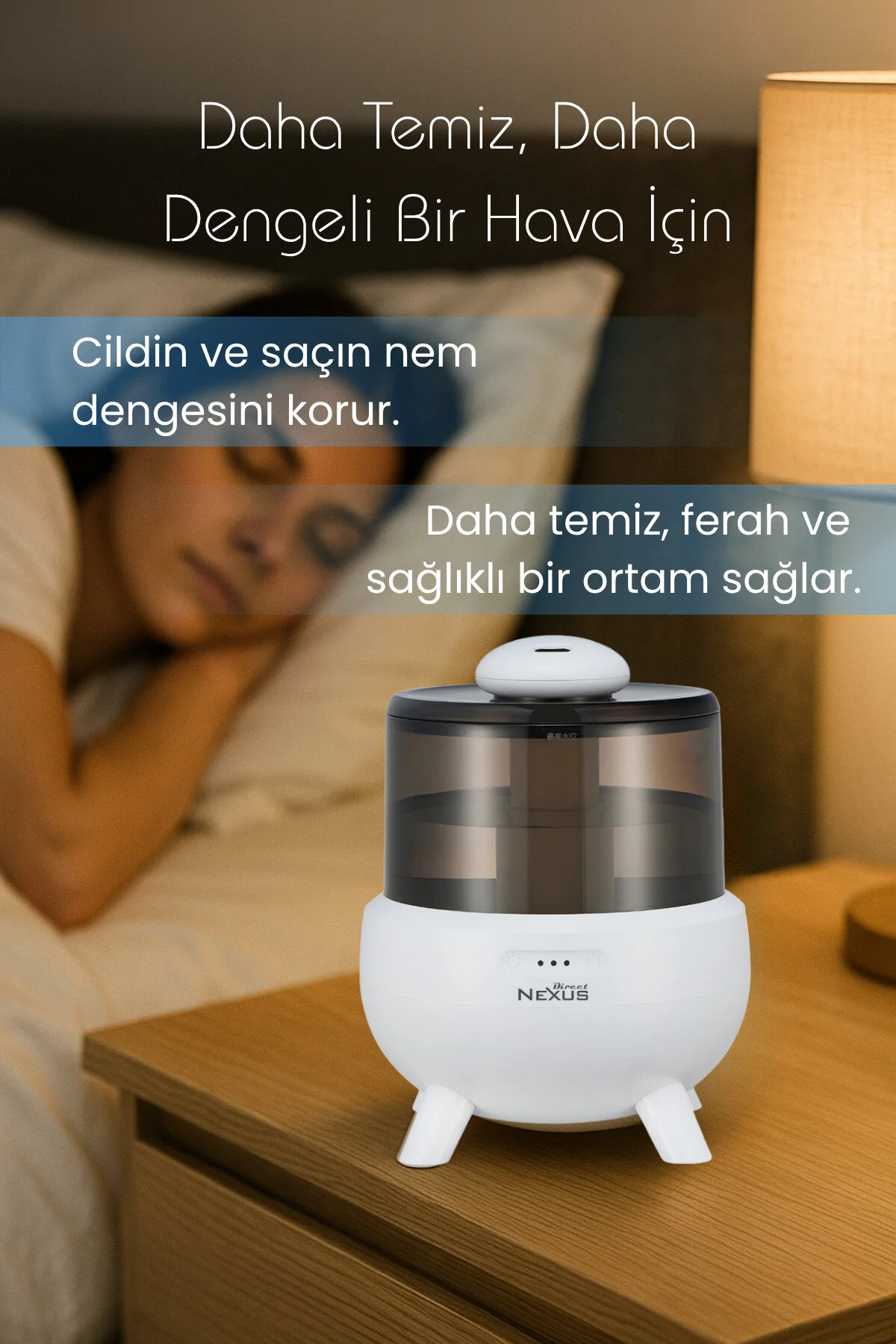 Direct Nexus Ultrasonik Buhar Makinesi Humudifier / Aromaterapi Cihazı Diffüzör 2 Litre Dokunmatik Ekran
