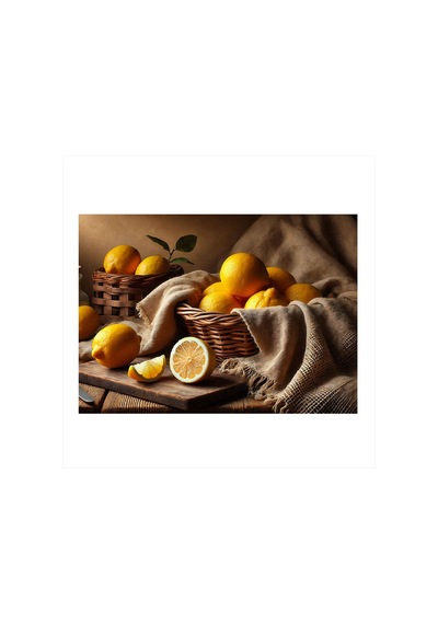 Altın Sarısı Limonlar Art Mdf Poster