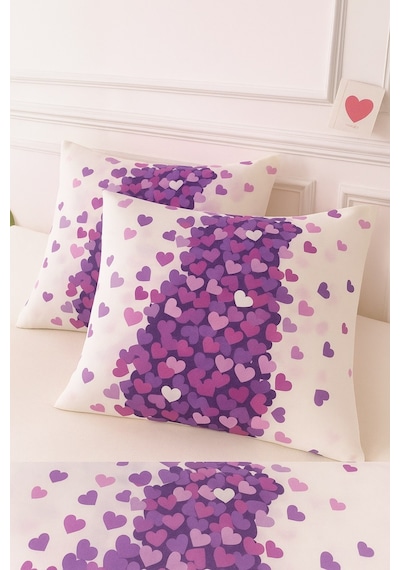 Lionas Desenli Pamuklu Kalpli Desen Yastık Kılıfı 2 Adet 50 X 70 Cm Mor