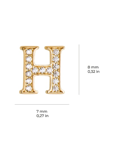14 Ayar Altın Taşlı H Harf Küpe 0,57 Gr-6014