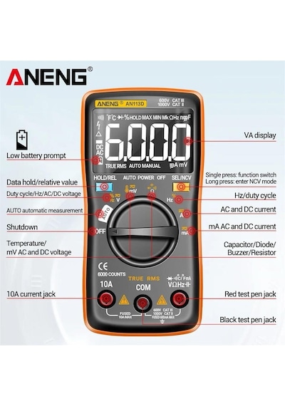 Aneng An113d Dijital Multimetre Akıllı Otomatik