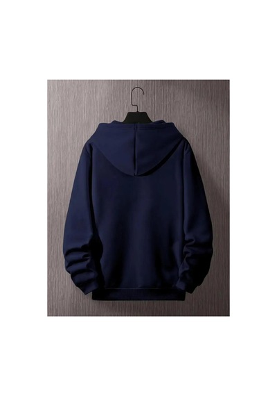 Caddekombin The Fıshıng Baskılı İçi Polarlı Kapüşonlu Lacivert Sweatshirt Lacivert