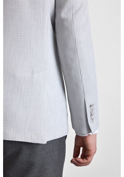 Süvari Gri Slim Mono Yaka Torba Cep 6 Drop Klasik Ceket Ct2021600428-s05