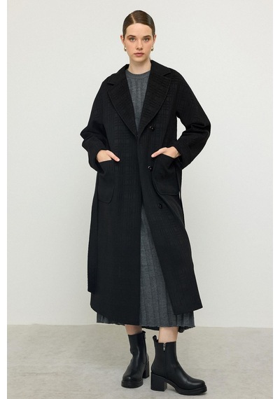 Olcay Torba Cepli Kendinden Desenli Oversize Limited Edition Kaban Siyah 3140