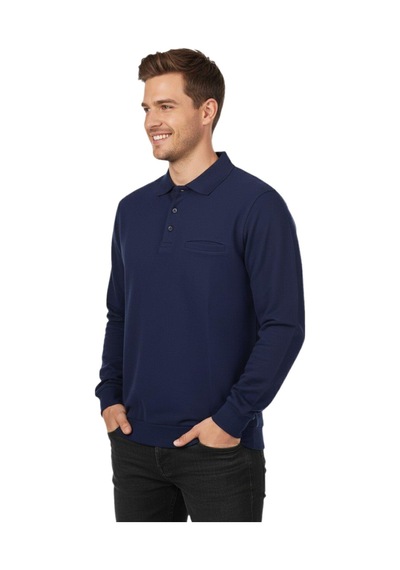 Baglan Erkek Büyük Beden Polo Yaka Cepli Selanik Sweatshirt Bgl-st04978 Lacivert