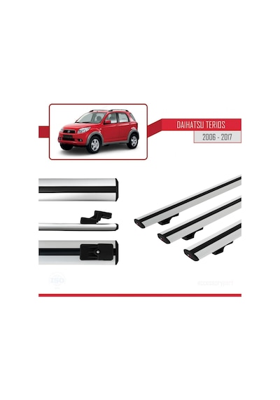 Daihatsu Terios 2006-2017 Arası İle Uyumlu Basic Model Ara Atkı Tavan Barı Gri 3 Adet