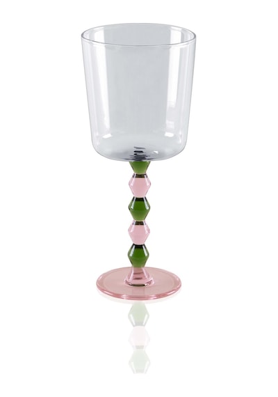 The Mia Bead Şarap Kadehi Yeşil 300 Ml Şeffaf