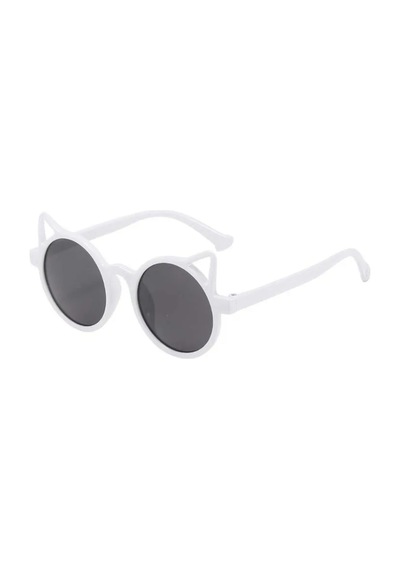 Dabify Beyaz Kemik Çerçeve Kedi Tasarım Vintage Retro Unisex Çocuk Güneş Gözlüğü
