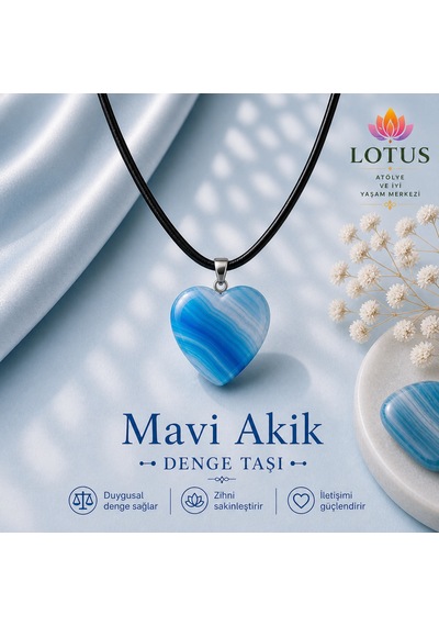 %100 Doğal Taş Kalp Kolye Koleksiyonu Ametist, Gül Kuvars & Kaplan Gözü... Mavi