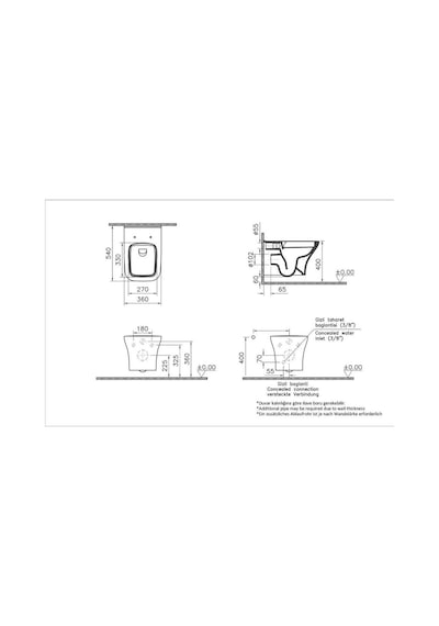 VitrA Smooth Flush 54 Cm Zentrum Square Asma Klozet 7485l003-0090