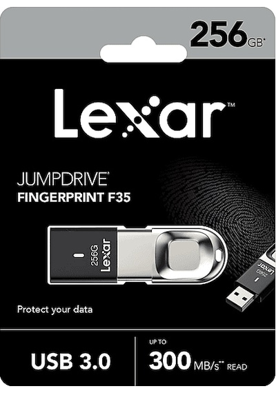 Lexar Fingerprint F35 Pro 256 Gb Usb Bellek Siyah