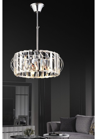 Luxury Krom Kristal Taşlı Avize 30 Luk Krom