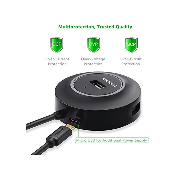 Ugreen Usb 2.0 4 Portlu Hub Çoklayıcı, Siyah