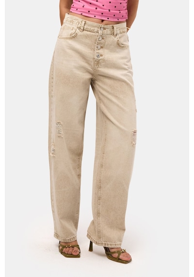 Kadın Kahve 12s6-76 Loose Baggy Fit Denim Jean