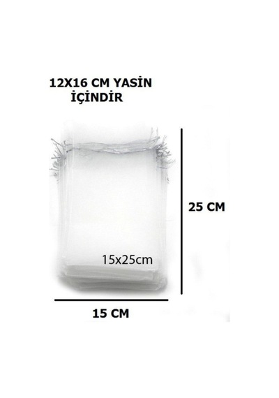 Luxurianthome 30 Adet Kese Yasin Kesesi Hediyelik Tül Kese Mevlüt 14x25 Cm