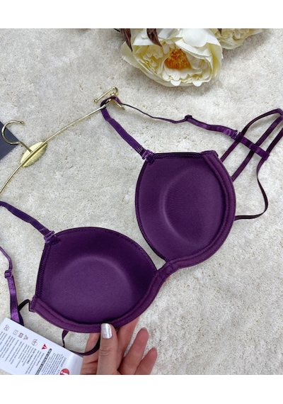 Le Jardin Valeria Biyeli Taşlı Mikro Push-up Arkası İp Detaylı Sü Mürdüm