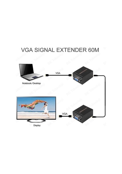 VGA Extender 60 Metre RJ45 Cat5e/Cat6 Ağ Kablosu VGA Uzatıcı