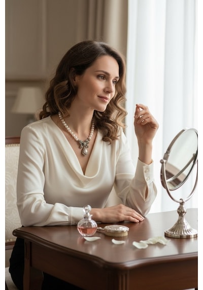 Kristal Taşlı Fiyonk Figür Tek Sıra İnci Kolye Beyaz
