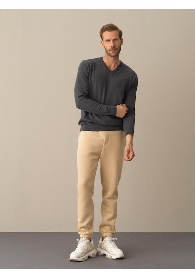 Xint Antrasit Regular Fit Açık V Yaka Pamuklu Kazak 801658
