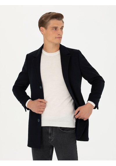 Cacharel Lacivert Yün Karışımlı Ex.slim Fit Palto