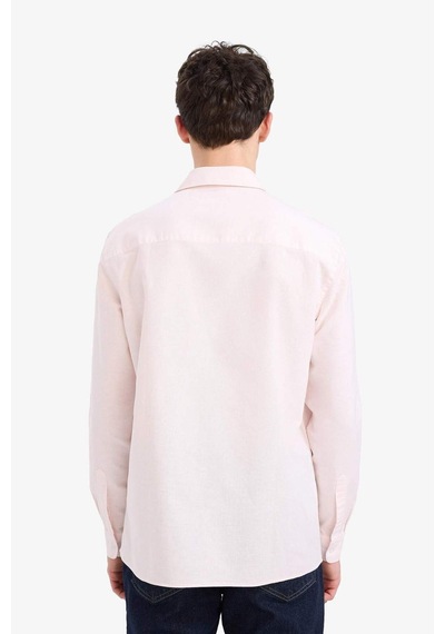 DeFacto Regular Fit Polo Yaka Keten Yazlık Uzun Kollu Gömlek E1729AX25SPPN185