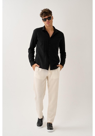 Alexandergardi Smart Casual Dokulu Pantolon Ekru