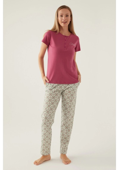 Arnetta 2881 Pamuklu Kısa Kol Kadın Pijama Takımı Mürdüm