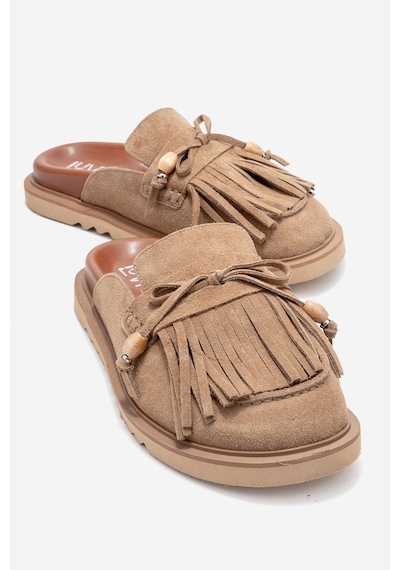 Luvishoes Luvi Shoes Carol Toprak Süet Püsküllü Hakiki Deri Kadın Burnu Kapalı Terlik Toprak Luvishoes Luvi Shoes Carol Toprak Süet Püsküllü Hakiki Deri Kadın Burnu Kapalı Terlik Toprak