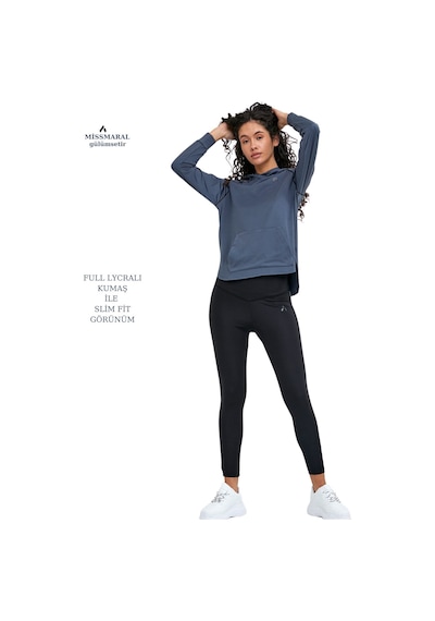 Kadın Eşofman Takım Antrasit/siyah Spor Tunik & Slim Fit Tayt Sports And Casual Tracksuit 3064 Antrasit / Siyah