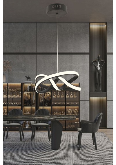 Vino Riserva Model Siyah Renk Metal Salon Mutfak Oturma Yatak Odası Modern Led Sarkıt Avize Gold