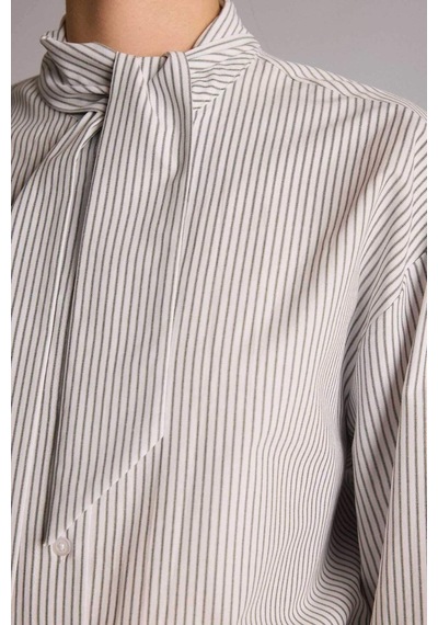 Defacto Relax Fıt Çizgili Poplin Uzun Kollu Tunik H4225ax26spwt32 Beyaz-wt32
