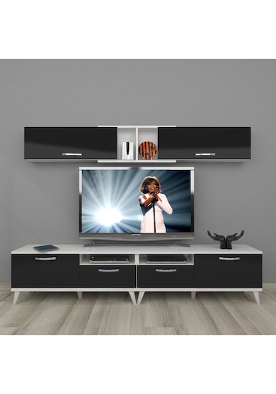 Decoraktiv Eko 5220 Mdf Retro Tv Ünitesi Tv Sehpası Beyaz - Siyah