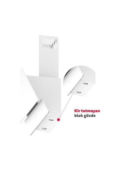 Simfer 8704 60CM Premium Dokunmatik Beyaz Cam Davlumbaz
