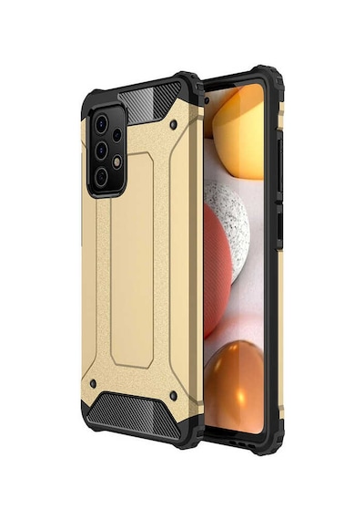 Ekılıf - Samsung Galaxy A72 Uyumlu - Kılıf Çift Katman Zırh Tank Crash Military Kapak - Gold