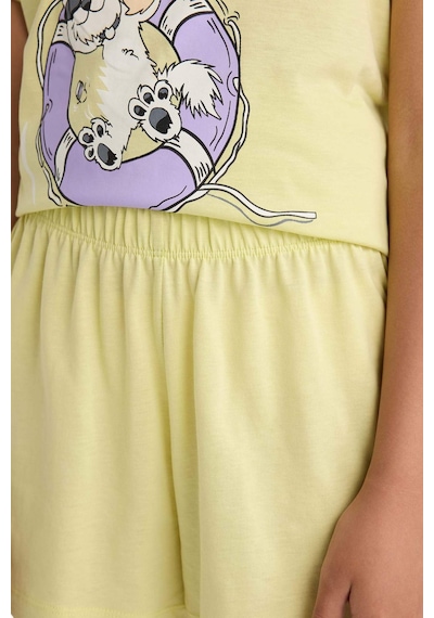 Defacto Kız Çocuk Pijama Takımı Baskılı Kısa Kollu Üst Beli Lastikli Şort E0666a825hsyl282 Sarı
