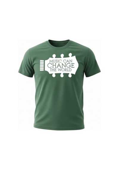 Urbantrendstore Unisex Gitar Baskılı Oversize Fit Rahat Geniş Salaş T-shirt Günlük Tişört Yeşil