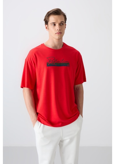 Tommy Life Fiesta Pamuklu Kalın Yumuşak Dokulu Oversize Fit Baskılı Erkek T-shirt - 88334 Kirmizi Tommy Life Fiesta Pamuklu Kalın Yumuşak Dokulu Oversize Fit Baskılı Erkek T-shirt - 88334 Kirmizi