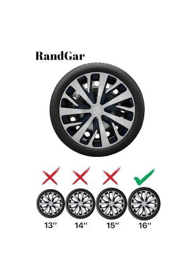 Citroen C1 16 İnç Jant Kapağı 4 Adet Siyah Gri C112 Rand