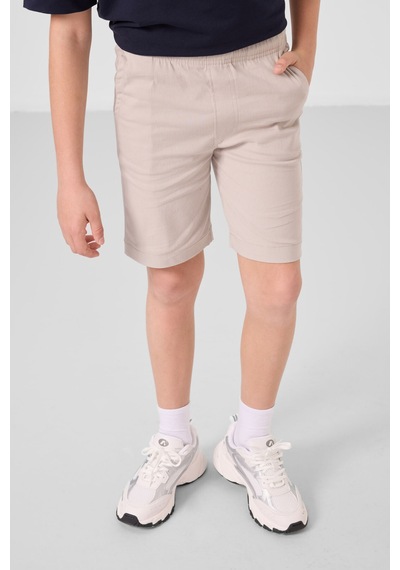 Lacivert-taş Pamuklu Oversize Fit Dokuma Hafif Esnek Chino Erkek Çocuk Şort Takım - 11278 Lacivert