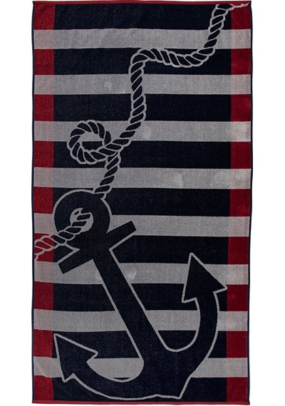 Özdilek Cannes Grey Anchors Kadife Plaj Havlusu 86x162 400109