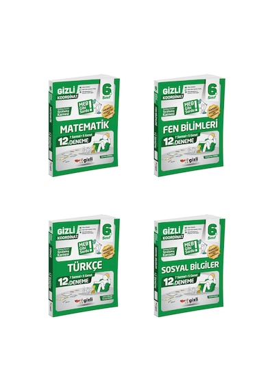 Gizli Yayınları Gizli 2027 6. Sınıf Matematik + Fen + Türkçe + Sosyal Deneme Seti 4 Kitap Maarif Model