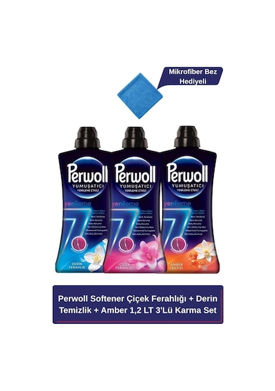 Perwoll Softener Çiçek Ferahlığı + Derin Temizlik + Amber 1,2 Lt 3'lü Karma Set set-hnkdtj-3404-6710 3'lü Set
