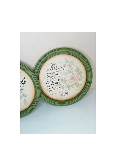 Duvar Dekorasyon Ahşap Pano 2li Vintage Tasarım Yeşil - 635473956