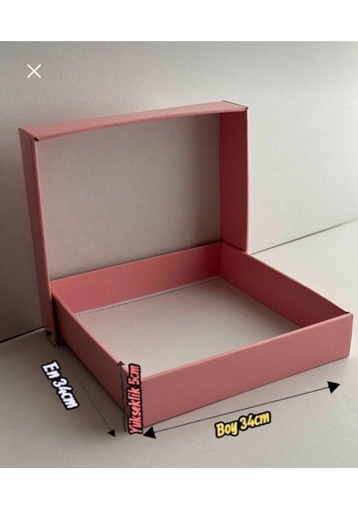 E-ticaret Karton Kutusu 34 34 5cm 3 Adet Toz Pembe Hediyelik Eşya Kutusu