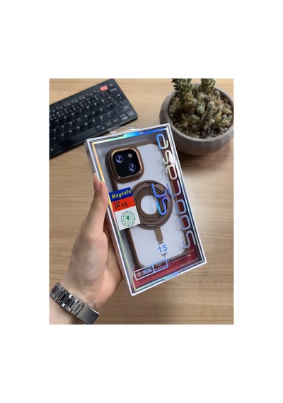 Apple iPhone Uyumlu 15 Standlı Ve Yüzüklü Magsafe Kılıf Soocase721 Siyah