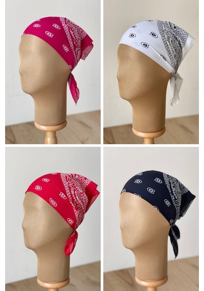 Pamuklu Klasik Desen Unisex 4lü Bandana Seti Renkli Bandana Etnik Desenli A Kalite Bandana Koyu Haki