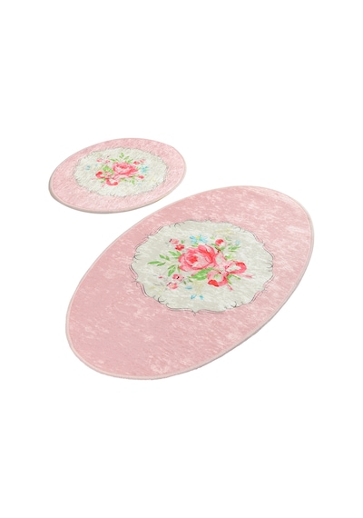Rena Djt 2 Lı Set Banyo Halısı Paspas Seti Pembe
