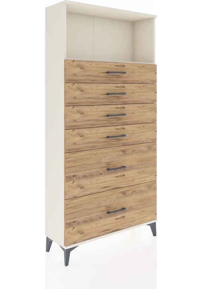Arges Dolap Tek Raflı 6 Çekmeceli 88x30x182 Aytaşı-çam Aytaşı