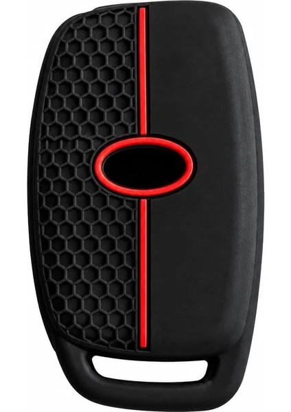 Autohan Keys Tucson Elentra Bayon I20 I30 Için Uyumlu, Silikon Anahtar Kılıfı, Anahtarsız Çalıştırma, Petek Desenli Kırmızı Çizgili
