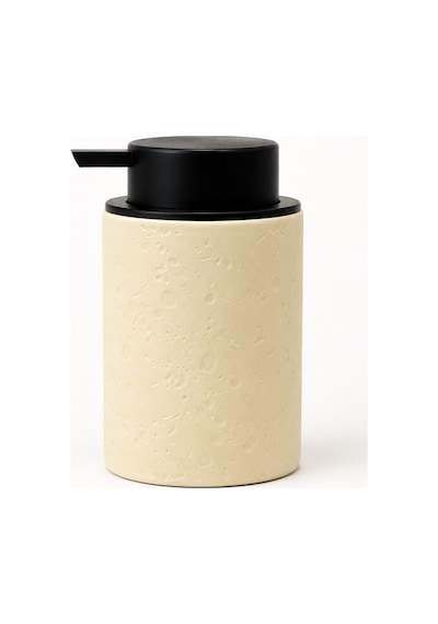 Terra Stoneware Traverten Dokulu Siyah Pompalı Dekoratif Sıvı Sabunluk 500 Ml , 13 X 7.5 Cm Bej